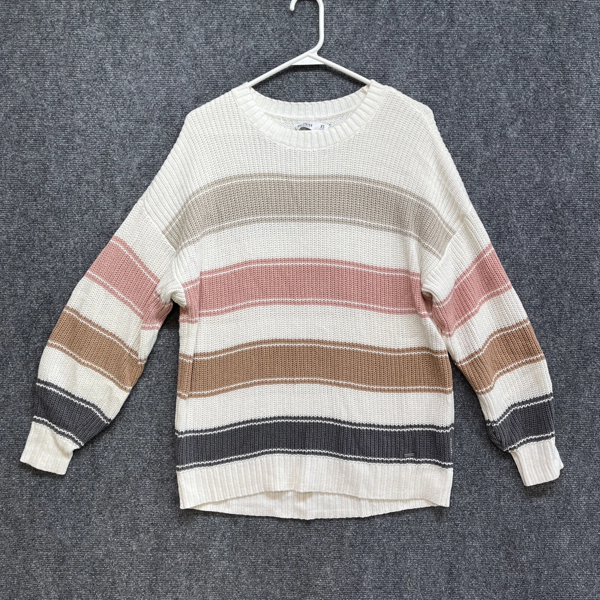 Hollister Women Sweater Size XS Pullover Crewneck Striped Loose Knit  Oversized