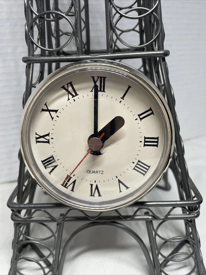 Reloj Torre Eiffel Nuevo 14"" Alto Cómoda de Mesa Pequeño 4" Torre Eiffel incluida Foto 3 de 4