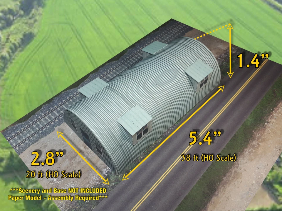 HO Scale Building - Quonset Hut *Pre-Cut* CARD STOCK (PAPER) Pre-Cut Kit #QH1H - Image 3 of 4