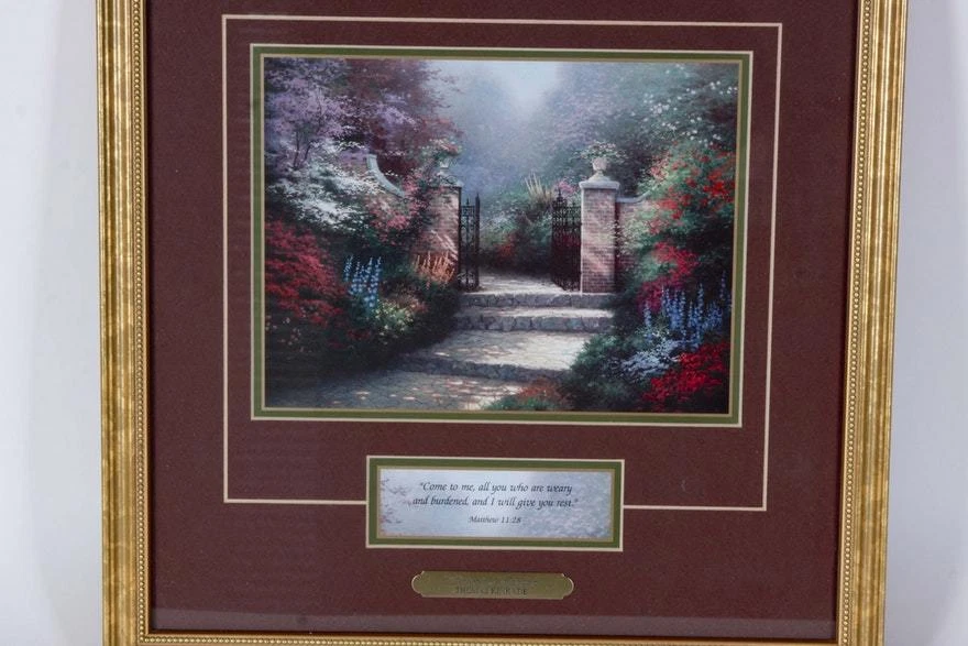 Thomas Kinkade Music Box and Framed Offset Lithograph “Victorian Garden” COA - Imagem 2 de 4
