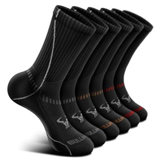 Men Athletic Socks, Compression Sports Crew Socks 7-8 6pairs-black3717