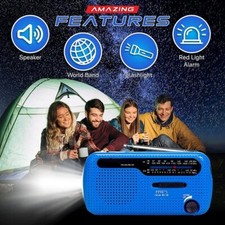 Ltesdtraw Solar Hand Crank Radio 1200mAh USB Portable Outdoor SOS Alarm NEU