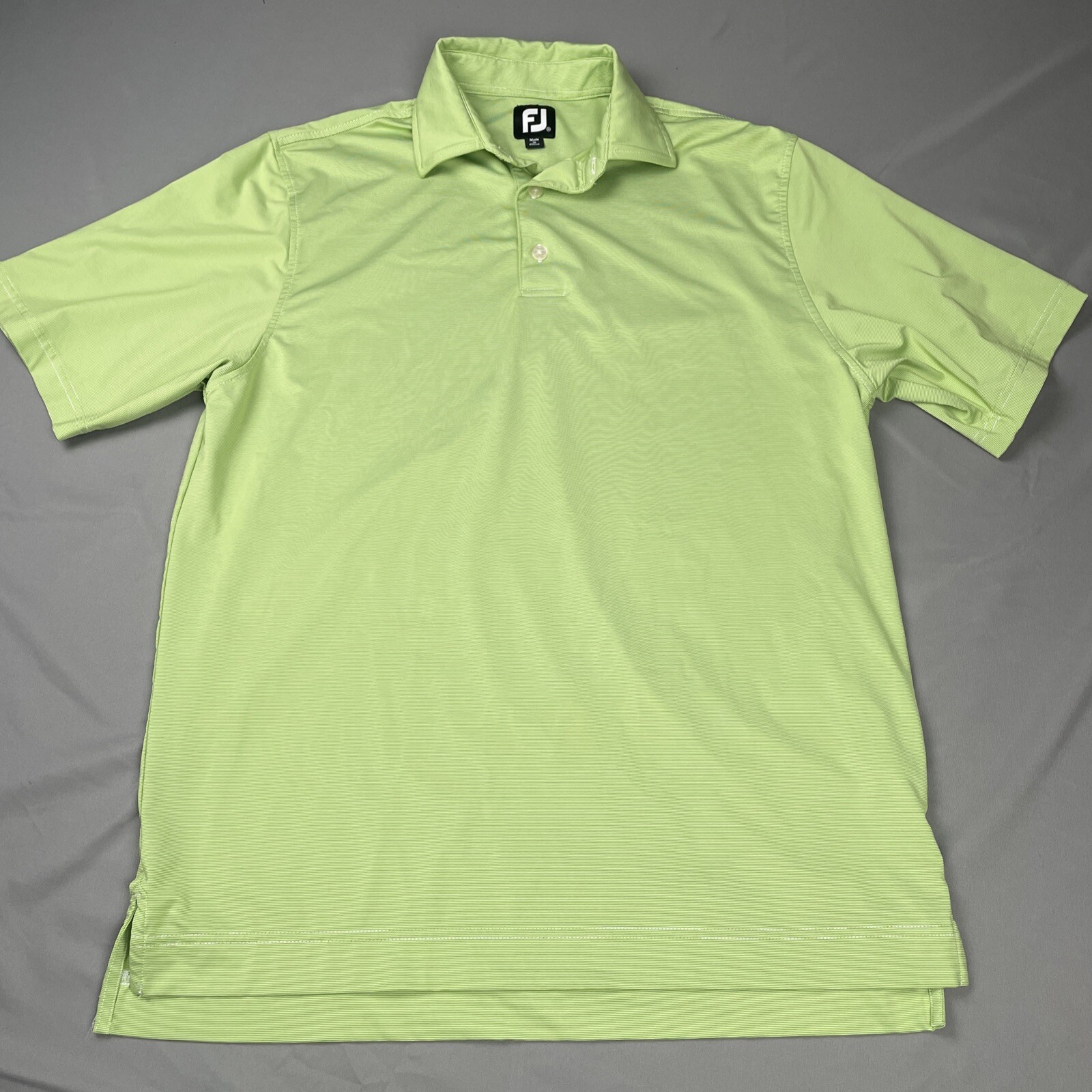 FootJoy Mens Golf Shirt Green Mini Stripes Polo Wicki… Gem