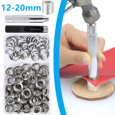 100X Ösen Planenöse 12-20mm Ösenstempel Locheisen Ösenzange Zange Öse DIY Satz