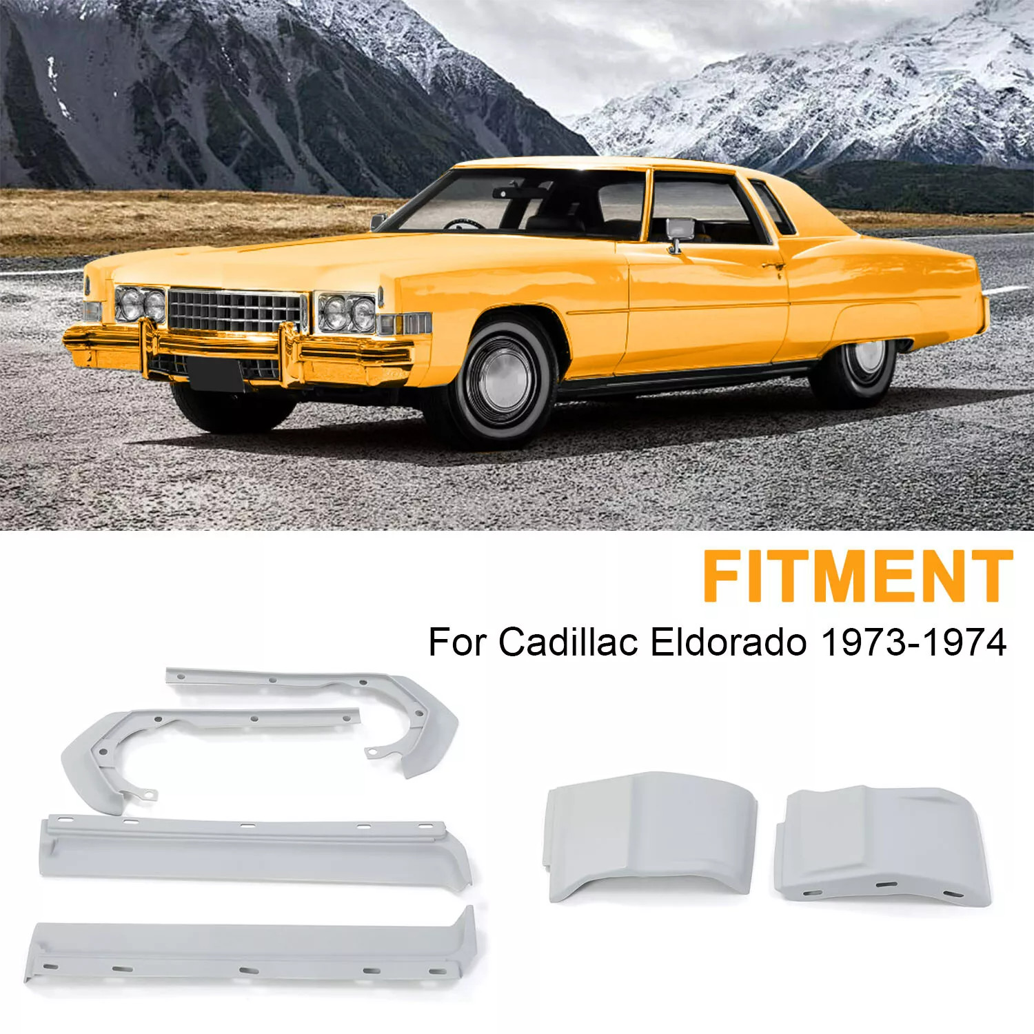 Premium Gray ABS Front Bumper Filler Set For Cadillac Eldorado 1973-74 (6 pcs)