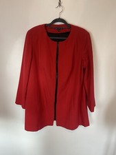 Joanna Hope Uk 22 Red Coat Lined Pockets Smart Zip Up