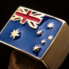 AUSTRALIAN FLAG RING, MENS PINKY RING, SOUTH CROSS, FLAG OF AUSTRALIA SIZE 5.5