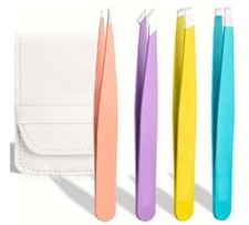 4 Pcs Professional Precision Tweezers Set Stainless Steel For Eyebrows Trimmers