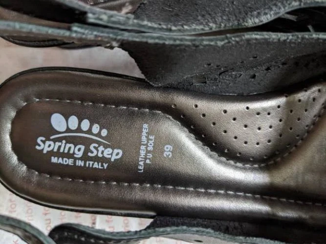 Spring Step ORELLA Sandal Black Leather Slingback Platform Wedge size 8 1/2 (39) - Image 3 of 4