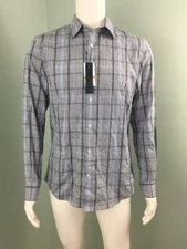 NWT Men's Perry Ellis Blue/Gray Long Sleeve Button Down Shirt Size S Small
