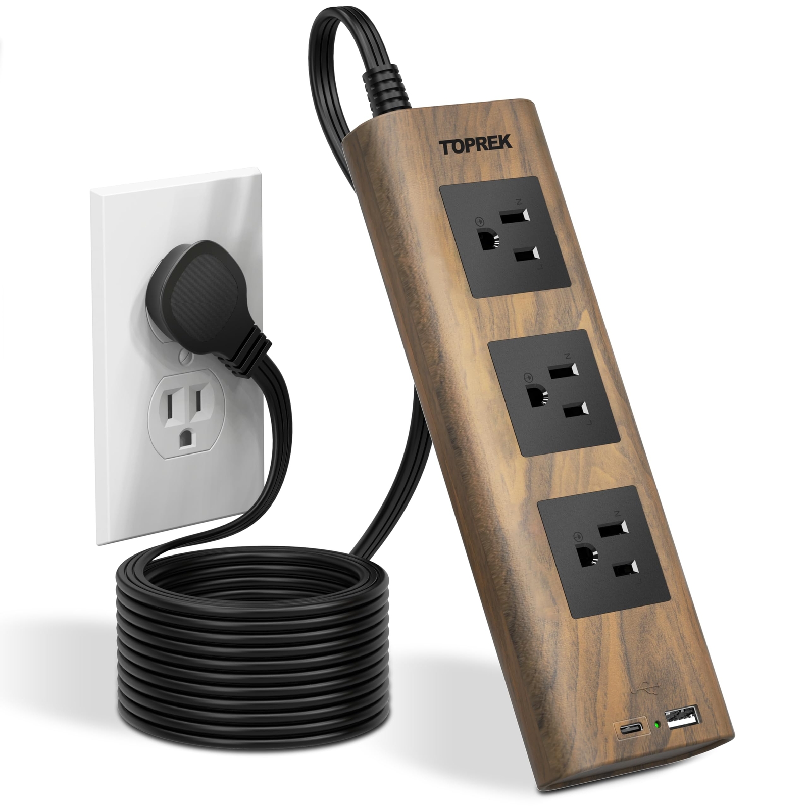 Power Strip with USB, TOPREK Power Strip Surge Protector (1800J), 10 FT Ultra...