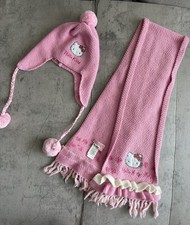 Hello Kitty by Sanrio Kids pink cold weather set hat scarf size S