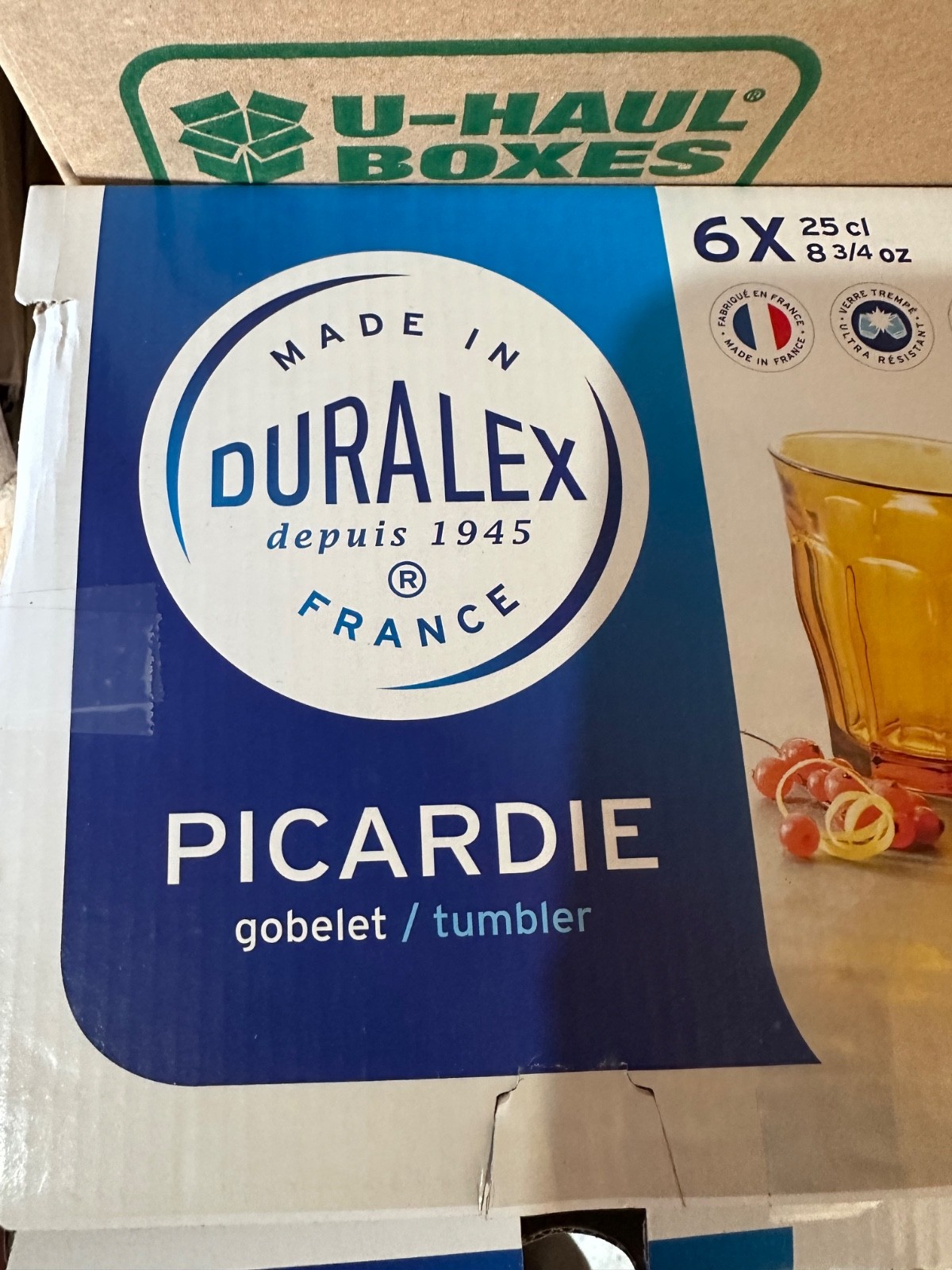 6x Bicchiere Duralex Picardie Vermeil 25Cl Vetro Temperato