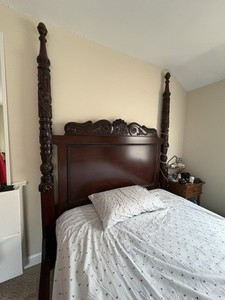 Vintage Ralph Lauren Full Four Poster Bed Frame Dark Wood Brown Traditional