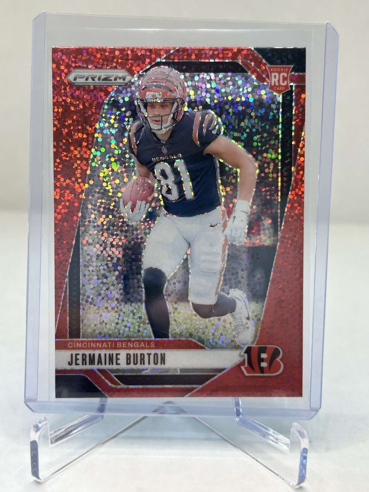2024 Panini Jermaine Burton Red Sparkle Prizm Rookie SP #350 Bengals