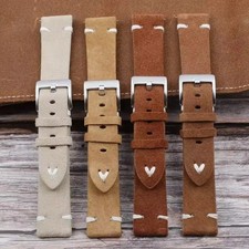 Retro Suede Genuine Leather Watch Strap 18mm 20mm 22mm Quick Release Band