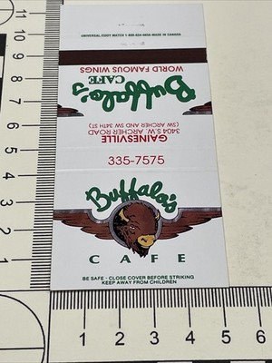 Matchbook Covers Buffalo s Cafe World Famous Wings Gainesville, FL 30 Locations