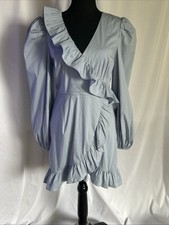 Fashion Nova Ruffle Around Mini Dress In Blue Size Medium