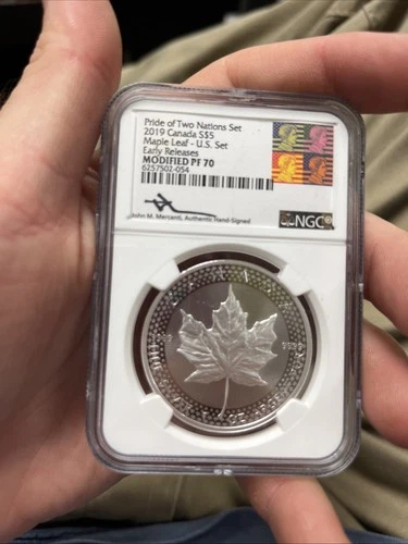 2019 Canada Maple Leaf Five Dollar $5 NGC PR70 Pride of Two Nations Mercanti