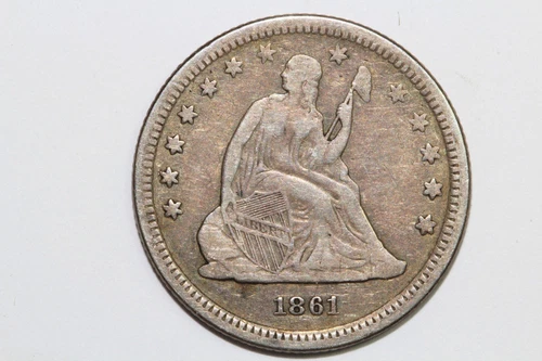 1861 Liberty Seated 90% Silver Quarter Grading Very Fine (SLQ473)
