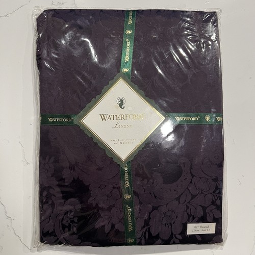 WATERFORD Linens 70" Round Tablecloth - BARONS COURT Amethyst Purple