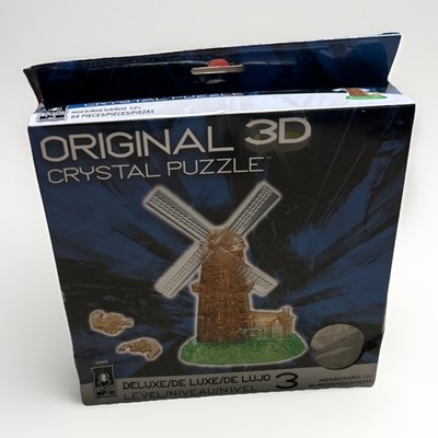 NEW BePuzzled 30969 3D Crystal Puzzle Windmill Green Brown Clear 64 Pieces