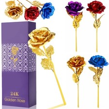 Real Dipped Rose 24k Gold Rose Portable Beautiful Elegant Artificial Rose Flower