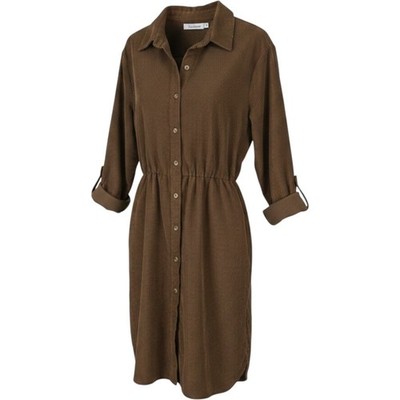 Anthony Richards Corduroy Shirt Dress Womens 1X Brown Cotton Belted Button Down