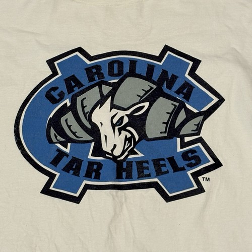 Vtg UNC North Carolina Tar Heels White Long Sleeve T-Shirt XL Mock Neck 90s USA - Picture 3 of 11