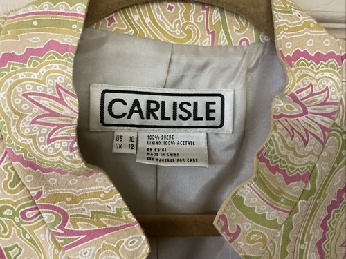 CARLISLE 100% Suede Jacket Multi Color Size 10 in Excellent Condition - Picture 3 of 10
