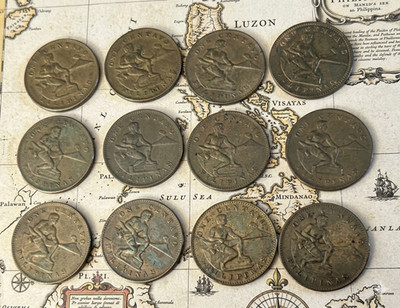 Roll of Twelve (12) -1944 S Philippines 1 Centavo Coins KM# 179