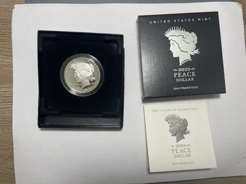 2023-S Proof $1 Peace Silver Dollar Box, OGP & COA