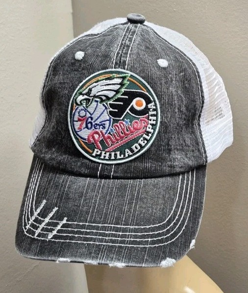 Philadelphia All Teams Hat Eagles Phillies Flyers 76ers Relaxed & Distressed