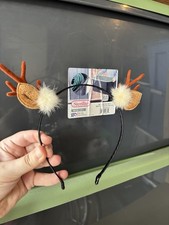 Reindeer Antler  Ear Costume Headband Fabric Brown/White/Black One Size