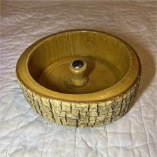 Vintage Elwood rusticware Handcrafted Wooden nut Bowl Bark Accent 8.5  Diameter