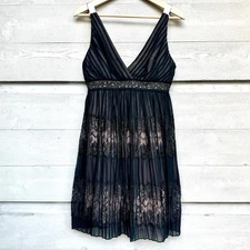 BCBGMaxAzria Lingerie Lace Overlay Dress 4 Black Whimsigoth Fairy Grunge Party
