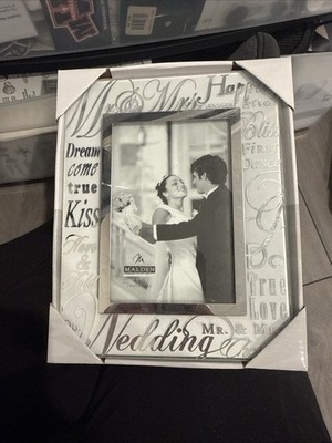 Malden Glass Mr. & Mrs. Picture Frame 4X6 Bride Groom Wedding Bridal Photo 4 X 6