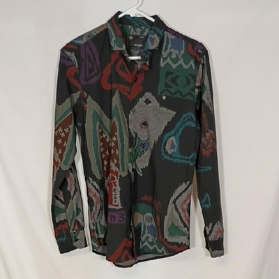 EUC Regen Club Men s Multicolor Abstract Button-Up Shirt 2005 Party Going Out