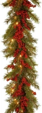 Artificial Christmas Garland, Green, Valley Pine, Decorated With Berry Cluste...