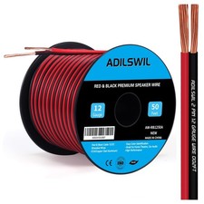 12AWG 50FT Speaker Wire, 2 Conductors Electrical Red Black Cable Hookup LED L...