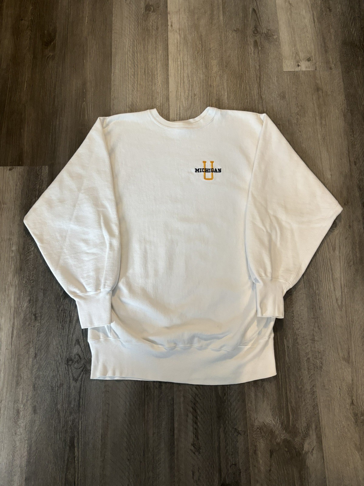 Vintage 90s Michigan white Champion Reverse Weave sweatshirt crewneck men’s 2XL