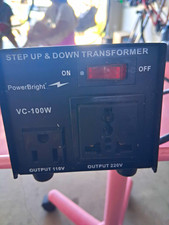 PowerBright VC-100W Step Up/Down Transformer Converter 110/220V, 2 Outlets