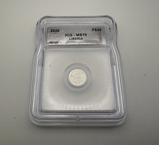 2026 Liberia $25 Ninja 1/500 oz .999 Platinum Coin ICG MS70 A92