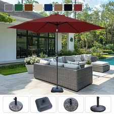 2.5m Garden Outdoor Patio Parasol Sun Shade Umbrella Canopy Crank Tilt with Base