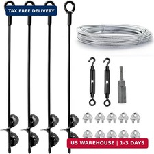4 Pack 18" Ground Anchors Shed Anchor Kit with 1/8" Galvanized Cable  Turnbuckl