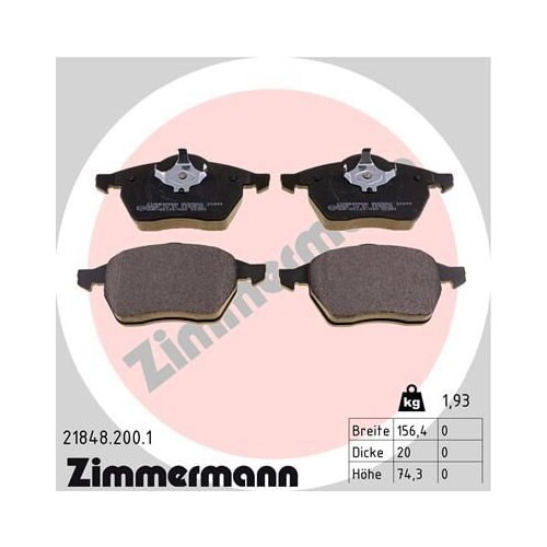 Zimmermann Pastiglie Freno Asse Ant. per Sharan VW Seat Alhambra