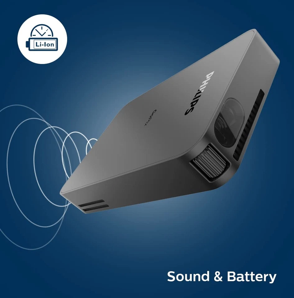 Philips GoPix 1 Mobile Home Projector  GPX1100/INT, LED DLP 2h Battery Life HDMI - Image 3 of 4