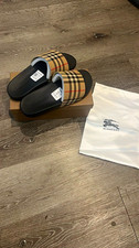 Burberry Men’s Slides Leather Black/Beige US 8.5