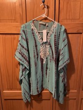 Soft Surroundings Exquisite Persian Abstract Poncho Tunic Top Beaded Sz PS