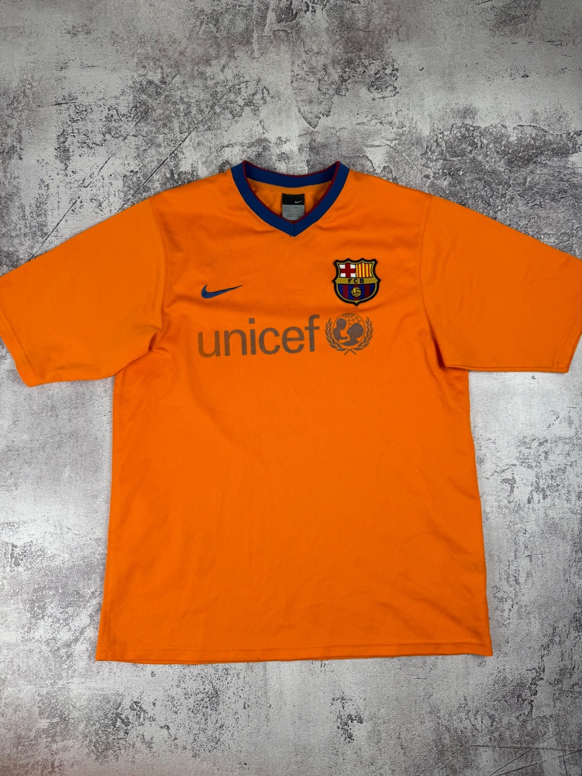 NIKE FC BARCELONA 2007 2008 Away Football Shirt Jersey Unicef Vintage Blokecore 